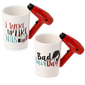 Taza de Cerámica Asa con Forma Secador de Pelo