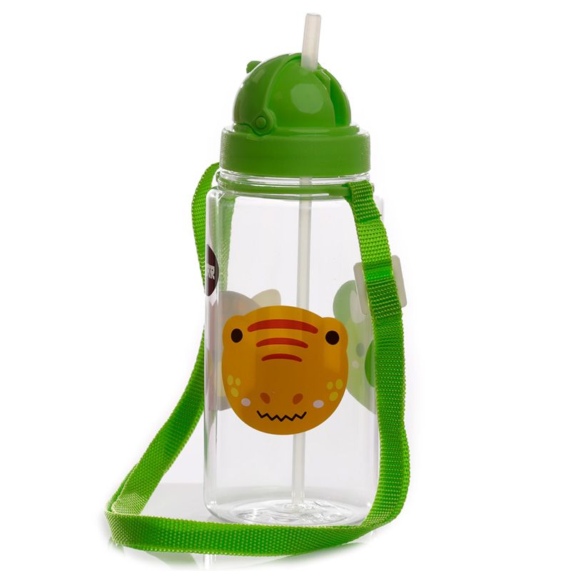 Botella de agua infantil 350ml con pajita croco transparente/verde Done By  Deer