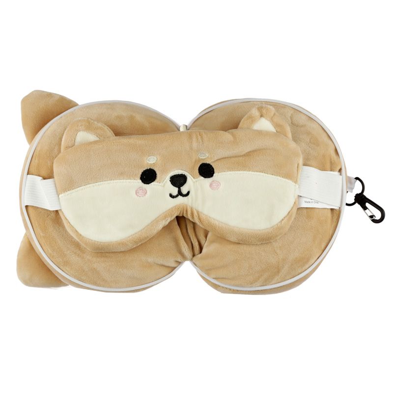 Puckator Resteazzz Cutiemals Shiba Inu perro redondo almohada de viaje y máscara de ojos 