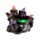 Figura Brujas Gato Negro en Caldero Burbujeante con Luz LED