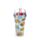Vaso de Plástico de Doble Pared con Pajita y Adornos Foodiemals Boulangerie