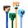 Set de 4 Bolígrafos Borrables con Tope de Silicona Chibi de Minecraft