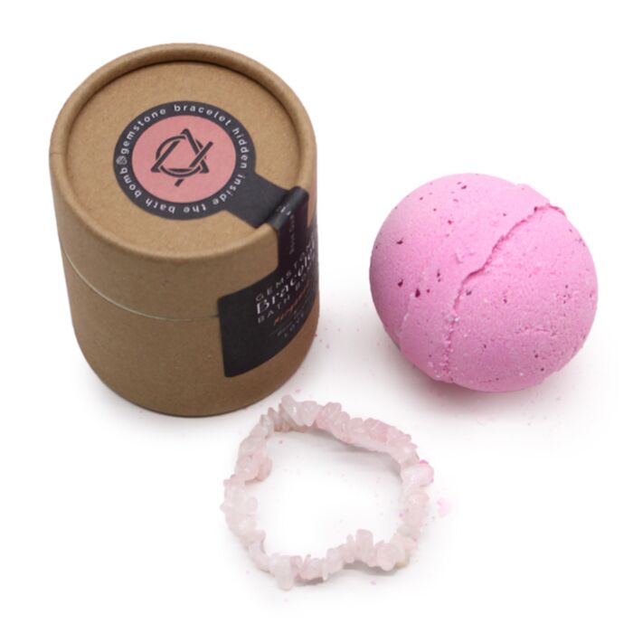 Bomba de Baño de Karité y Bergamota con Pulsera de Cuarzo Rosa