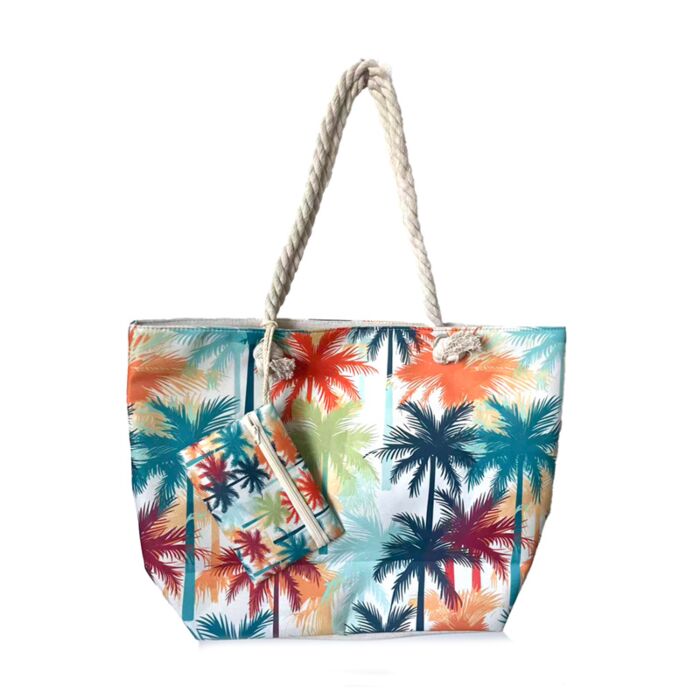 Bolsa de Playa de Tela Multicolor con Palmeras