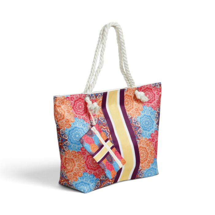 Bolsa de Playa de Tela Mandala Multicolor