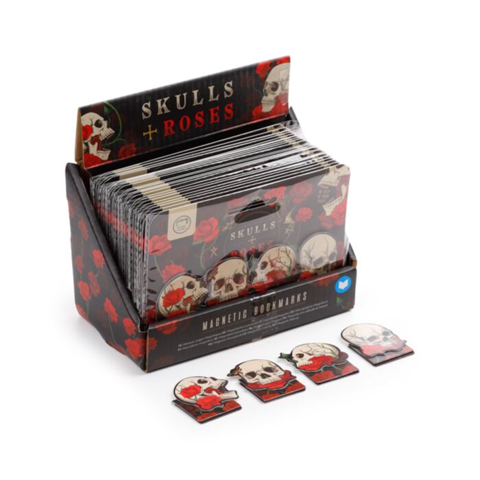 Set de Marcapáginas Magnéticos Calaveras y Rosas 