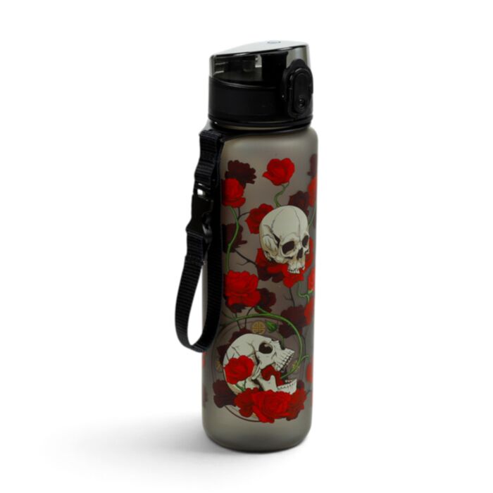 Botella de Agua Inastillable Calaveras y Rosas 600ml
