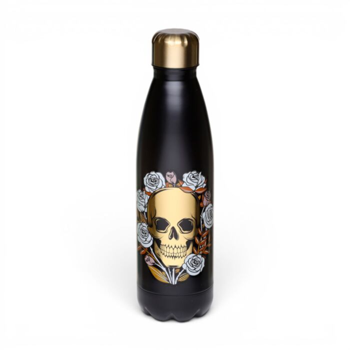 Botella Térmica de Acero Inoxidable Calavera y Rosas 500ml
