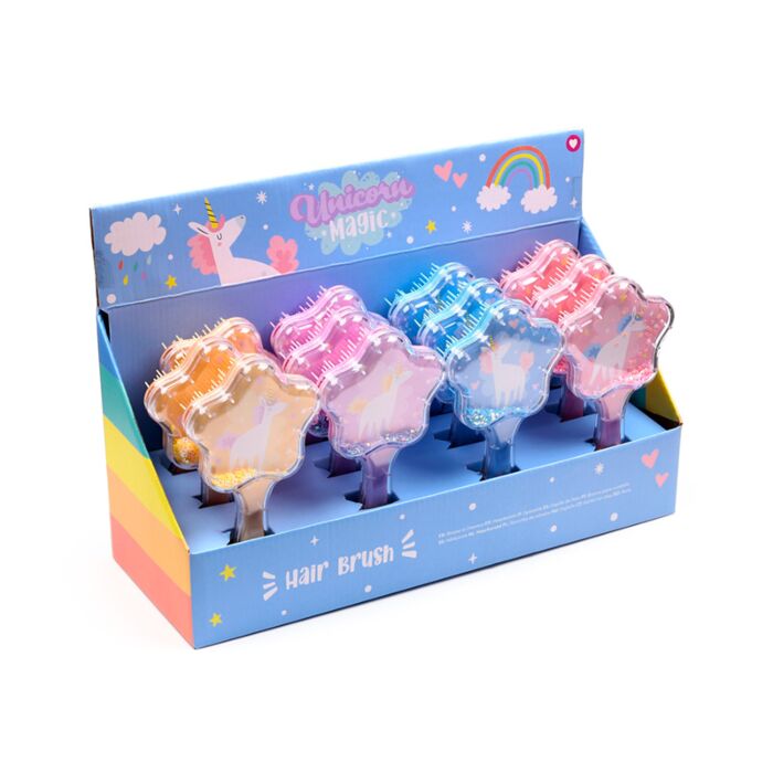 Cepillo de Pelo con Purpurina y Forma de Estrella Unicornio Mágico