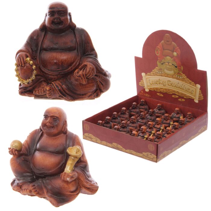 Figuras Buda Mini Buda de la Suerte Efecto Madera