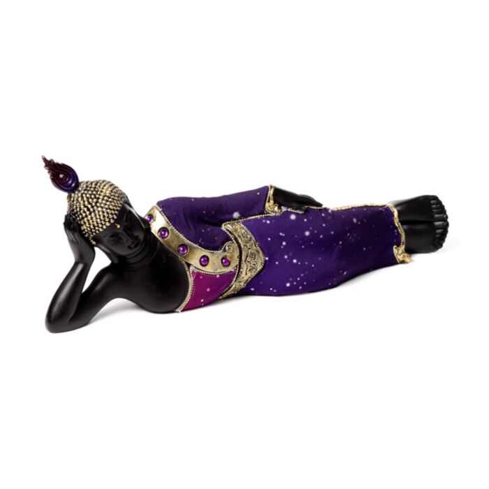 Figura de Buda Tailandés Morado y Negro - Buda Tailandés Postura Reclinada