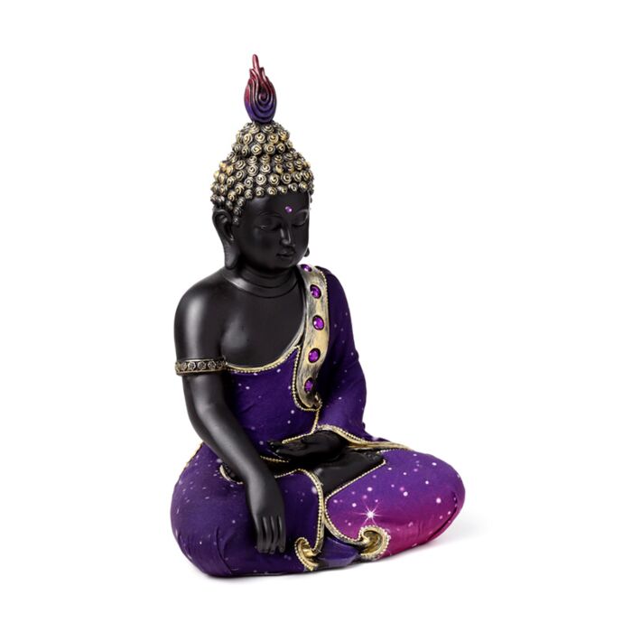 Figura de Buda Tailandés Morado y Negro - Buda Tailandés Postura Meditación