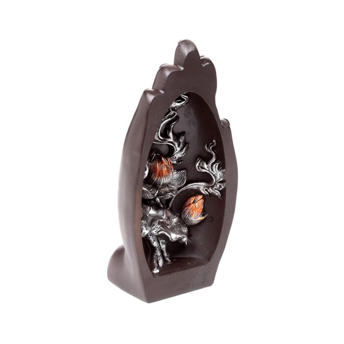 Figura de Loto en Forma de Mano en Plata y Negro