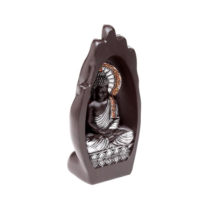Figura de Buda en Forma de Mano en Plata y Negro