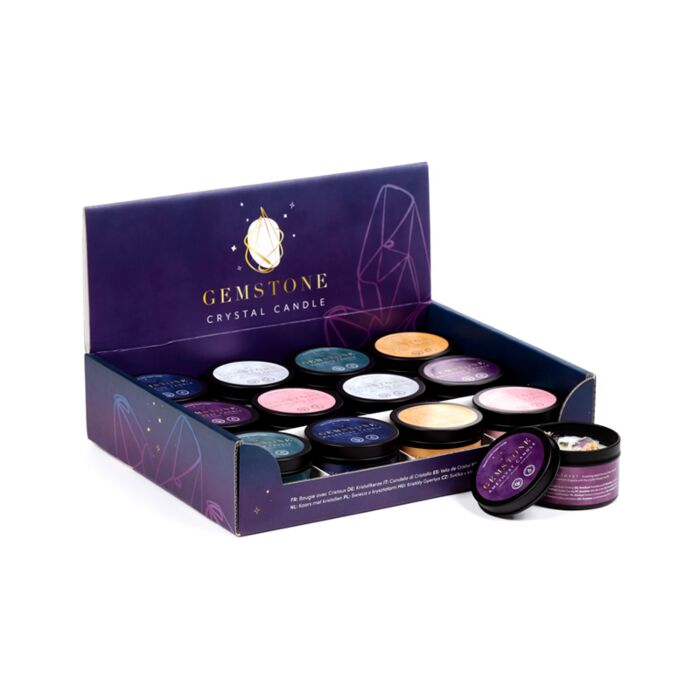 Vela de Cera de Soja en Lata con Cristales de Piedras