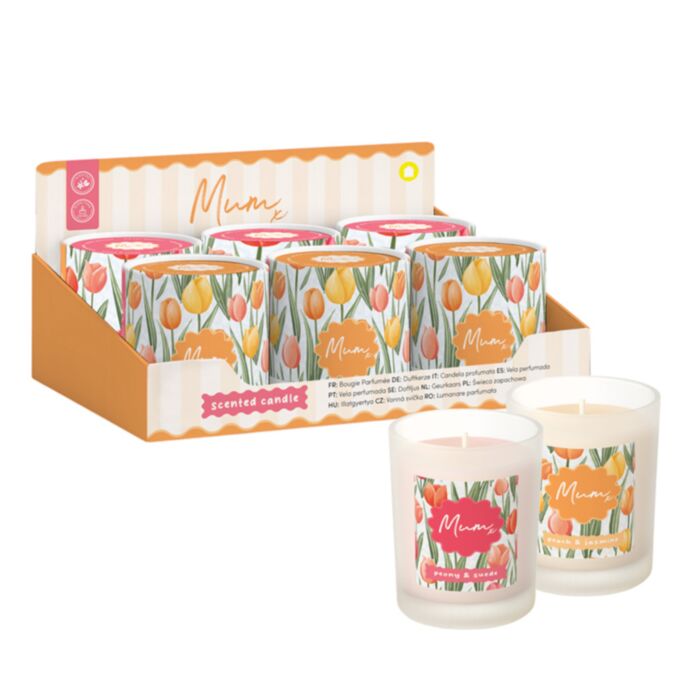 Vela Aromática en Tubo con diseño Tulips Tulipanes Mum 