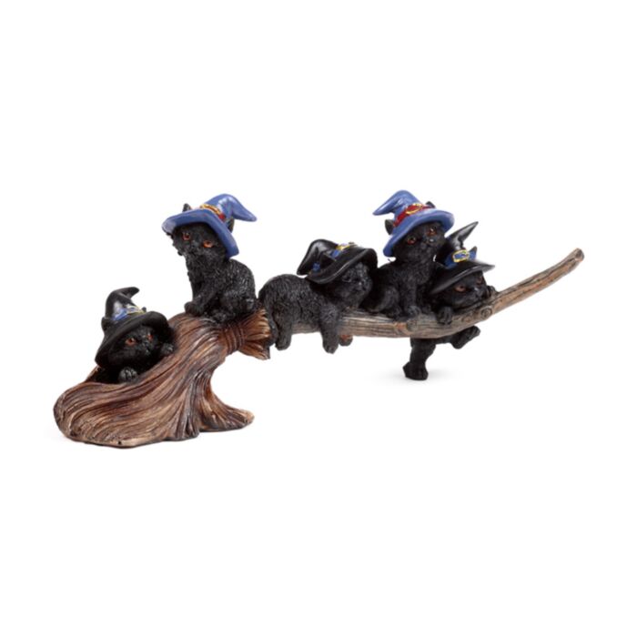 Figura Brujas Gato Negro Escoba Voladora 