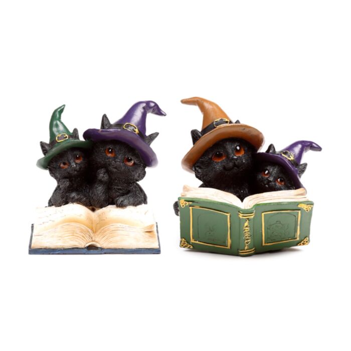Figura Libro de Hechizos Brujas Gato Negro Travieso