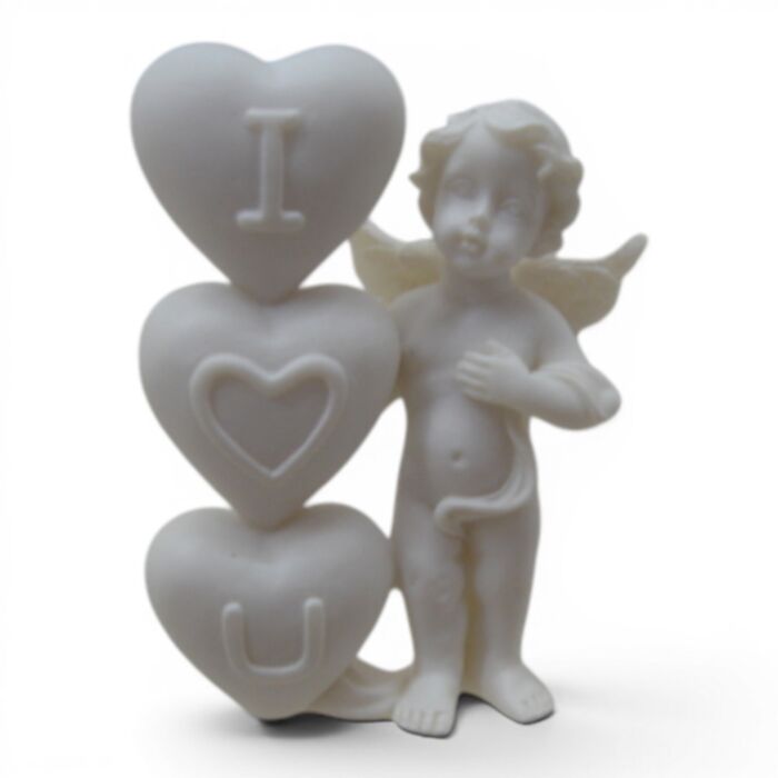 Figura Querubín con corazón I LOVE U 