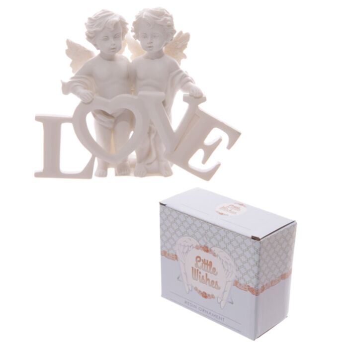 Figura Ángel Pareja de Ángeles Querubines con Letras LOVE