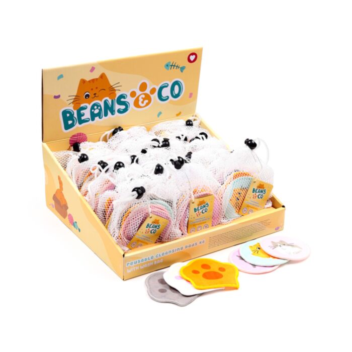 Set de 6 Discos Desmaquillantes Reutilizables Gatos Beans & Co 