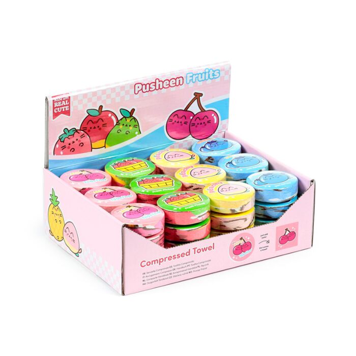 Toalla Comprimida de Viaje Gato Pusheen Frutas