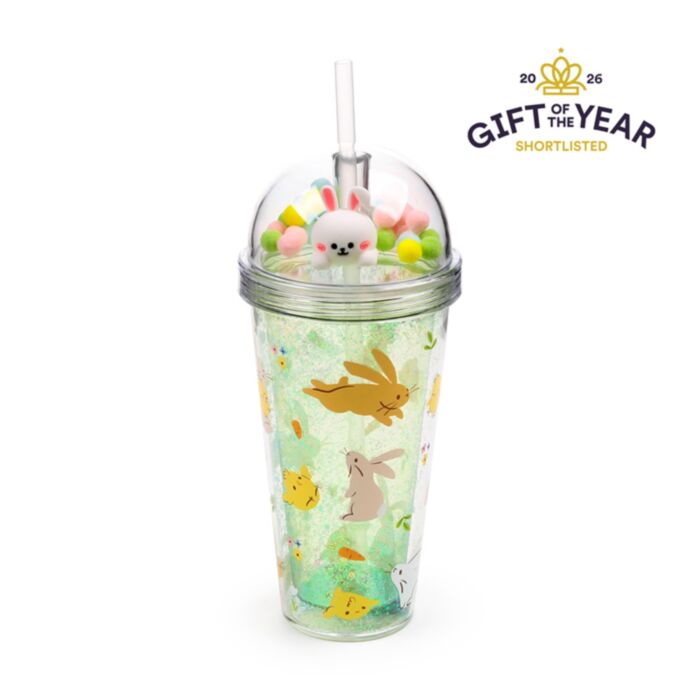 Vaso de Plástico de Doble Pared con Pajita y Adornos de Primavera Springtime 