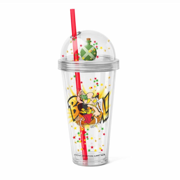 Vaso de Plástico de Doble Pared con Pajita y Adornos Astérix 