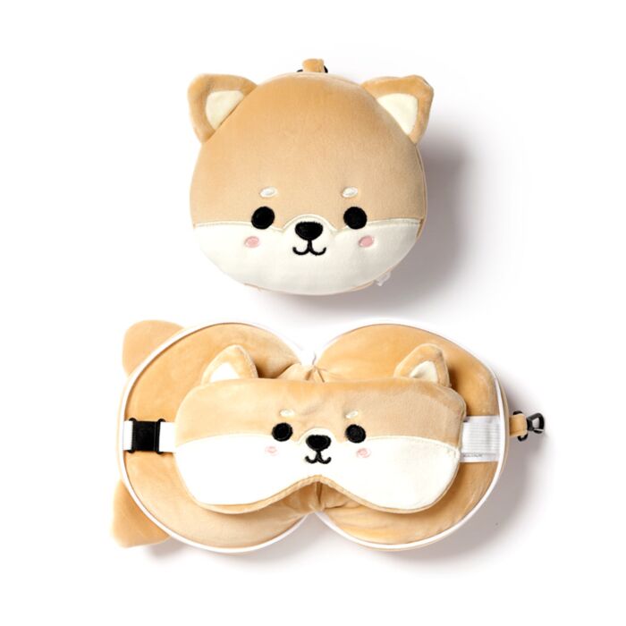 Almohada de Viaje con Antifaz Relaxeazzz Perro Shiba Inu Adoramals