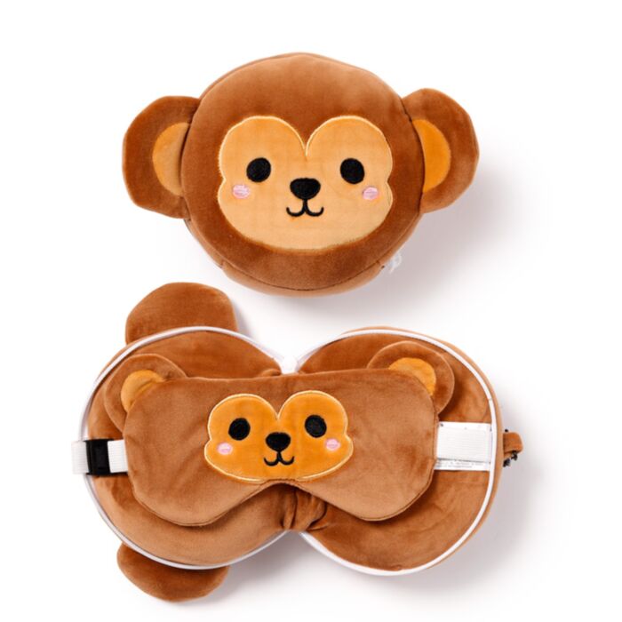 Almohada de Viaje con Antifaz Relaxeazzz Mono Adoramals