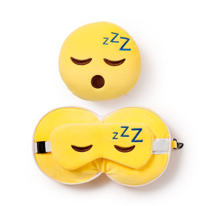Almohada de Viaje con Antifaz Relaxeazzz Emoticono Durmiendo