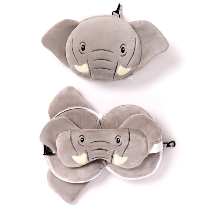 Almohada de Viaje con Antifaz Relaxeazzz Elefante