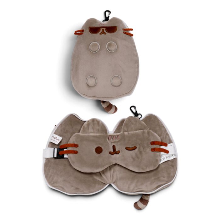 Almohada de Viaje con Antifaz Relaxeazzz Gato Pusheen con Gafas de Sol