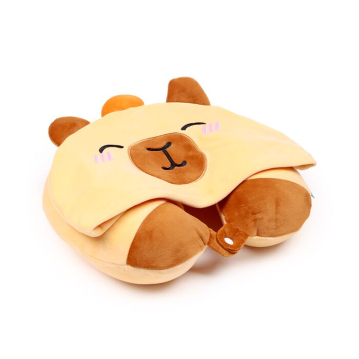 Almohada de Viaje con Memoria y Capucha Hoodeazzz Duke El Capibara  