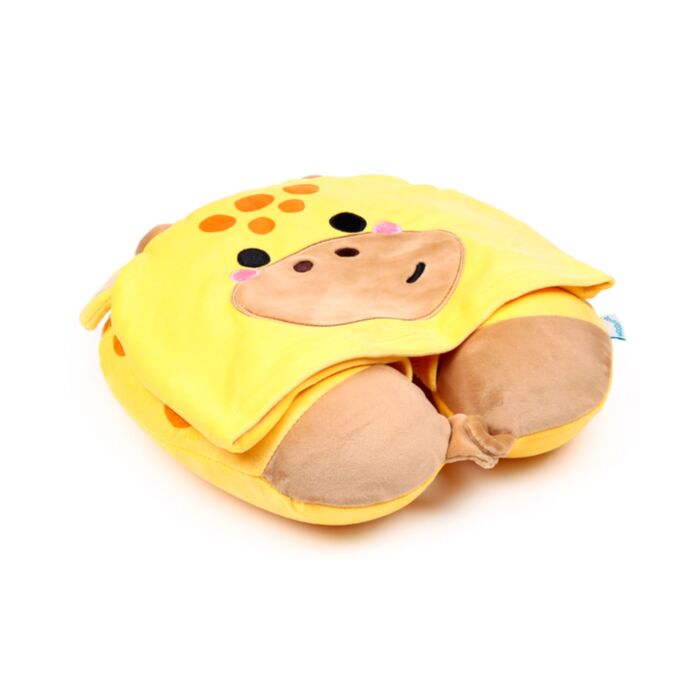 Almohada de Viaje con Memoria y Capucha Hoodeazzz Raffi La Jirafa