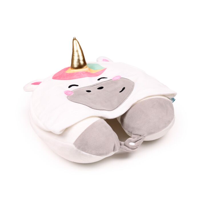 Almohada de Viaje con Memoria y Capucha Hoodeazzz Astra El Unicornio