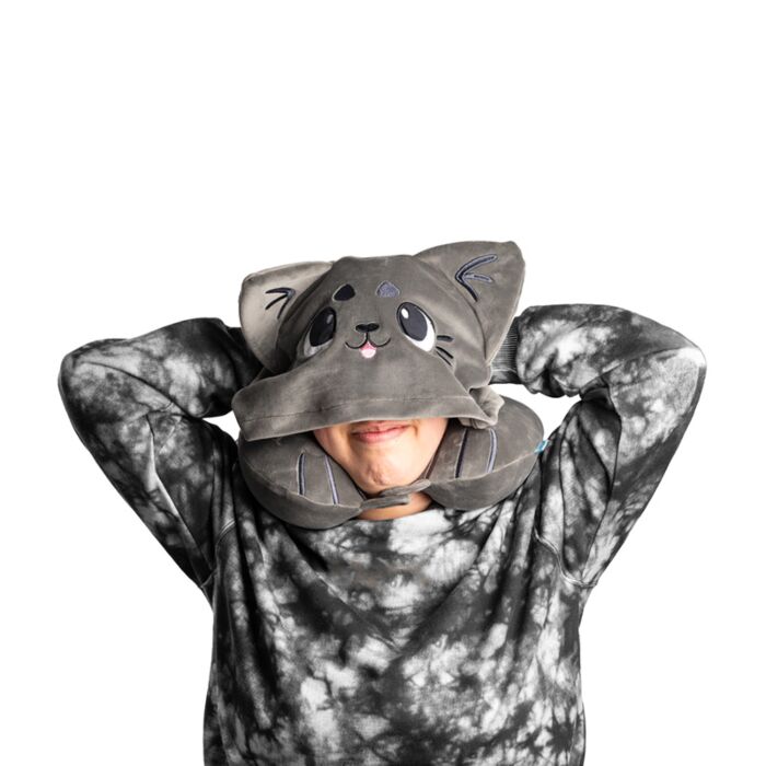 Almohada de Viaje con Memoria y Capucha Hoodeazzz Gatos Beans & Co 