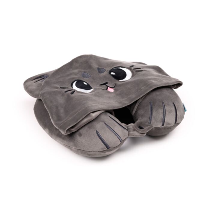 Almohada de Viaje con Memoria y Capucha Hoodeazzz Gatos Beans & Co 
