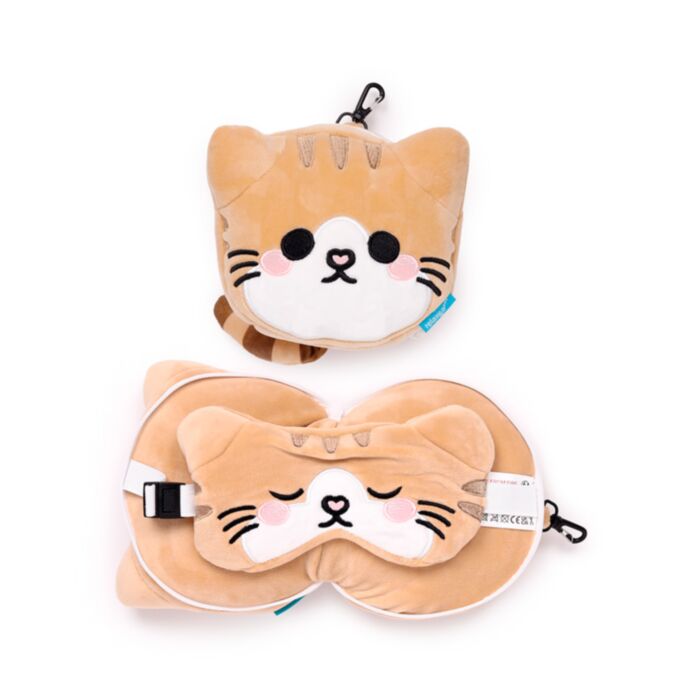 Almohada de Viaje con Antifaz Relaxeazzz Gato Scottish