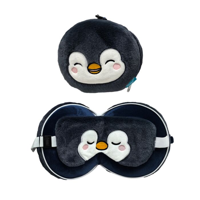 Almohada de Viaje con Antifaz Relaxeazzz Nico el Pingüino Adoramals 