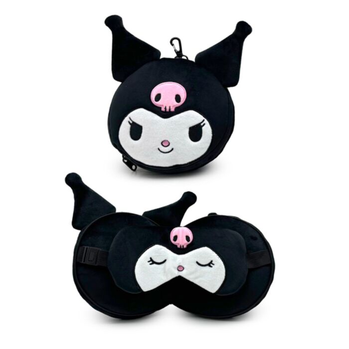 Almohada de Viaje con Antifaz Relaxeazzz Kuromi Hello Kitty y Conejo