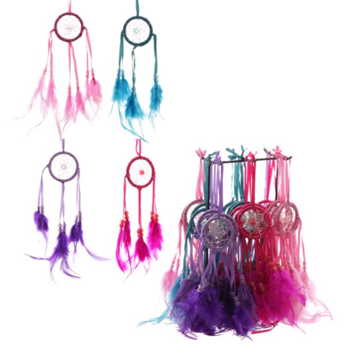 Atrapasueños Brillantes con Plumas Mini Aro 5cm