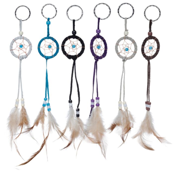 Mini Atrapasueños Llavero Plumas y Abalorios