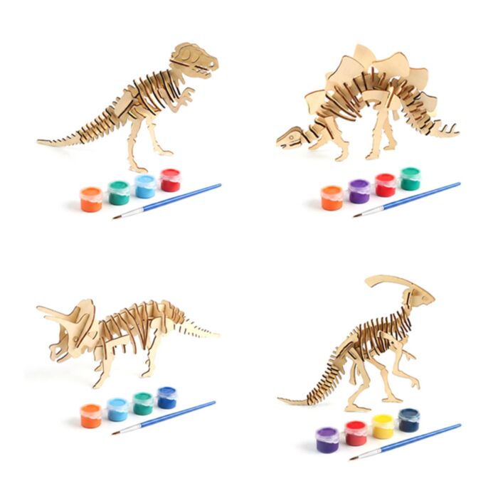 DIY Puzzle de Esqueleto de Dinosaurio para Pintar 