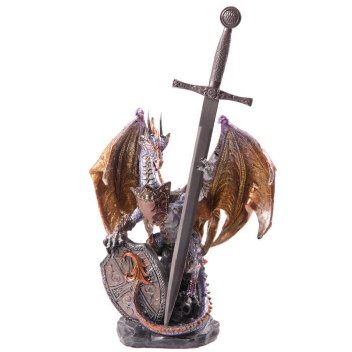 Figura Dragón Dragón Leyenda Oscura Con Escudo de Fuego