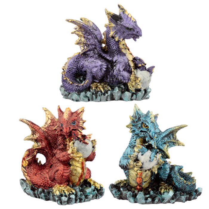 Figura Dragón de Elementos Madre y Bebé Eclosionando
