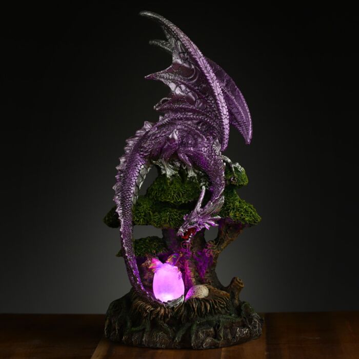 Figura de Dragón con Luz LED Leyenda Oscura Madre Dragón y Árbol de la Vida