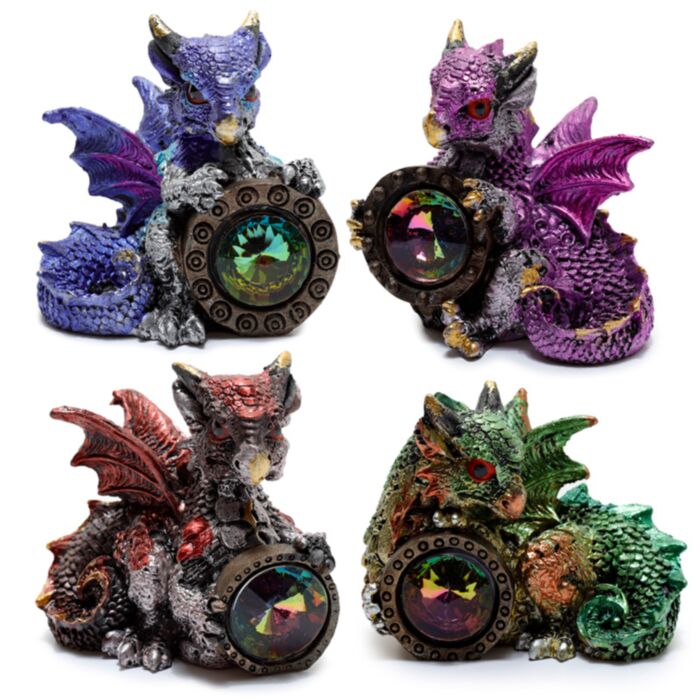 Figura de Dragón de los Elementos Gema Escudo