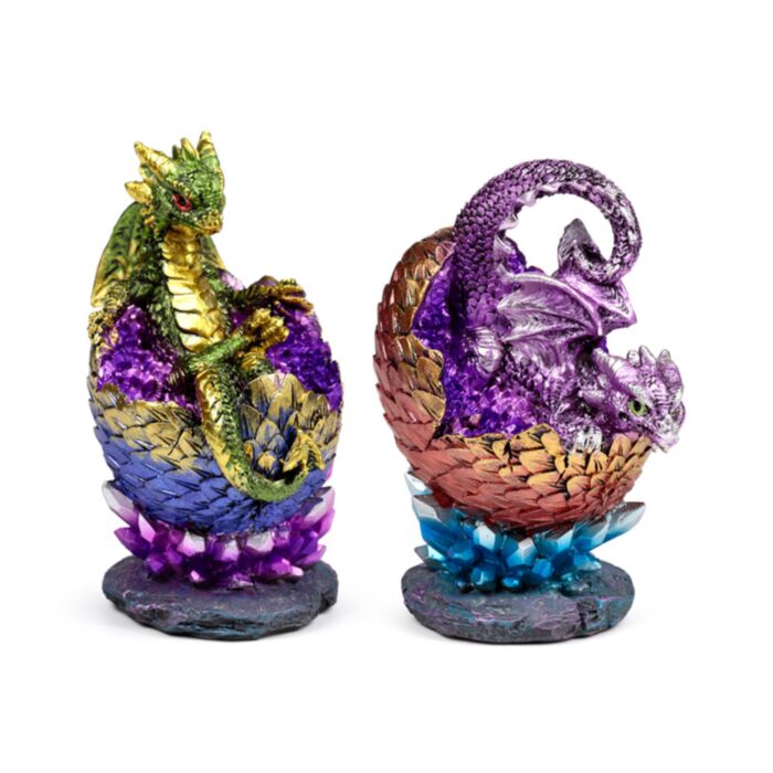 Figura de Dragón Bebé Dragón que Eclosiona en Huevo de Cristal