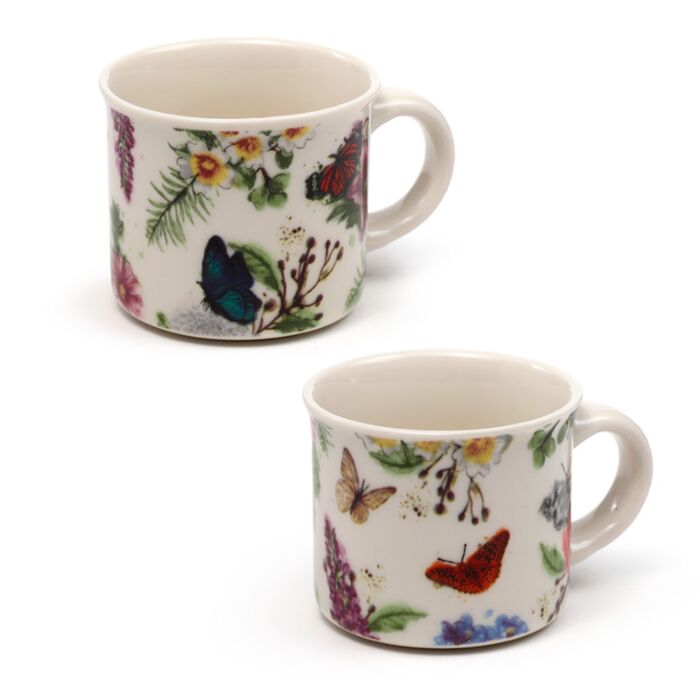 Set de 2 Tazas de Café de Porcelana Mariposas Meadows